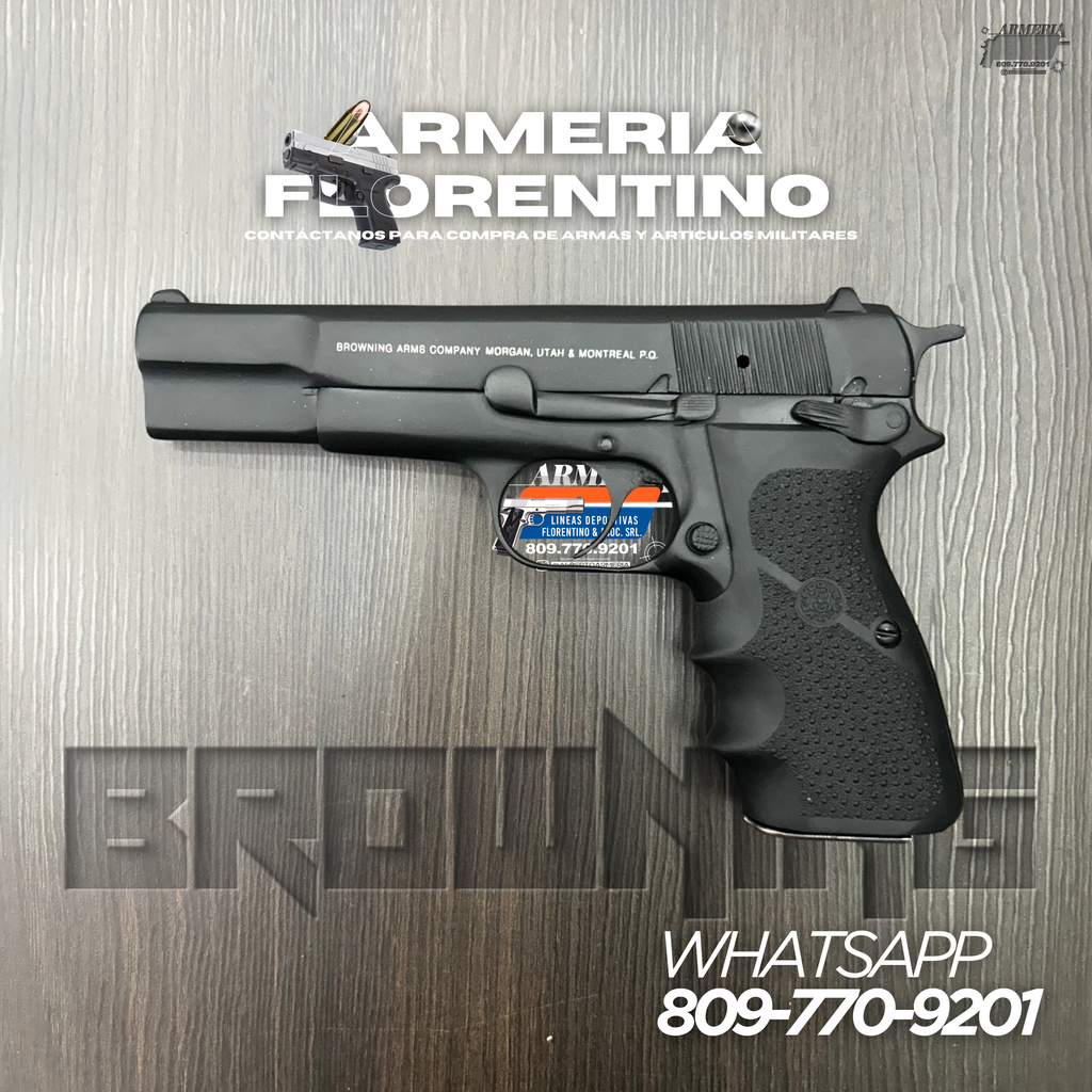 PISTOLA BROWNING, MODELO HI-POWER, CALIBRE 9MM, CAPSULAS: 13 + 1