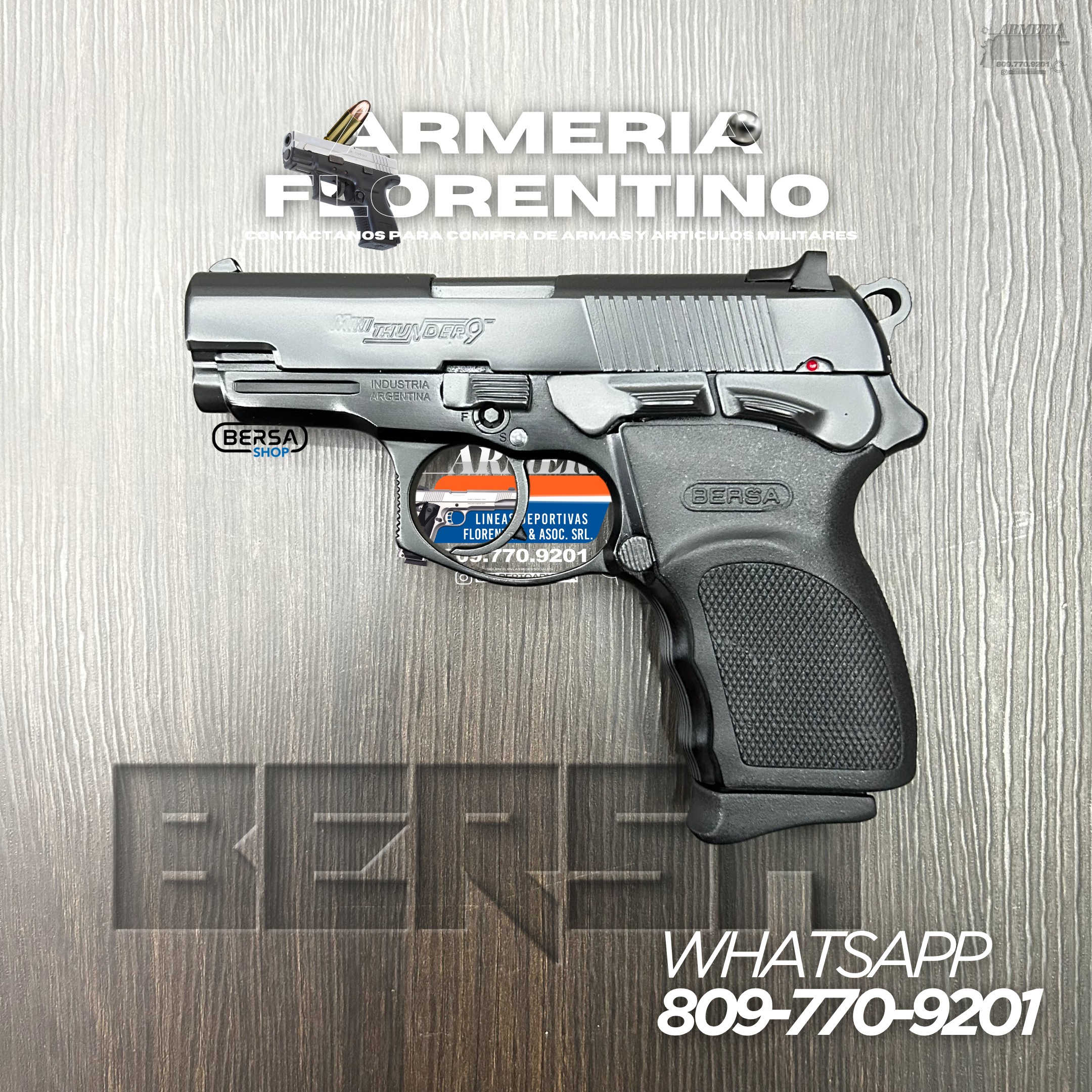PISTOLA BERSA, MODELO MINI THUNDER, CALIBRE: 9MM, CAPSULAS 13 + 1