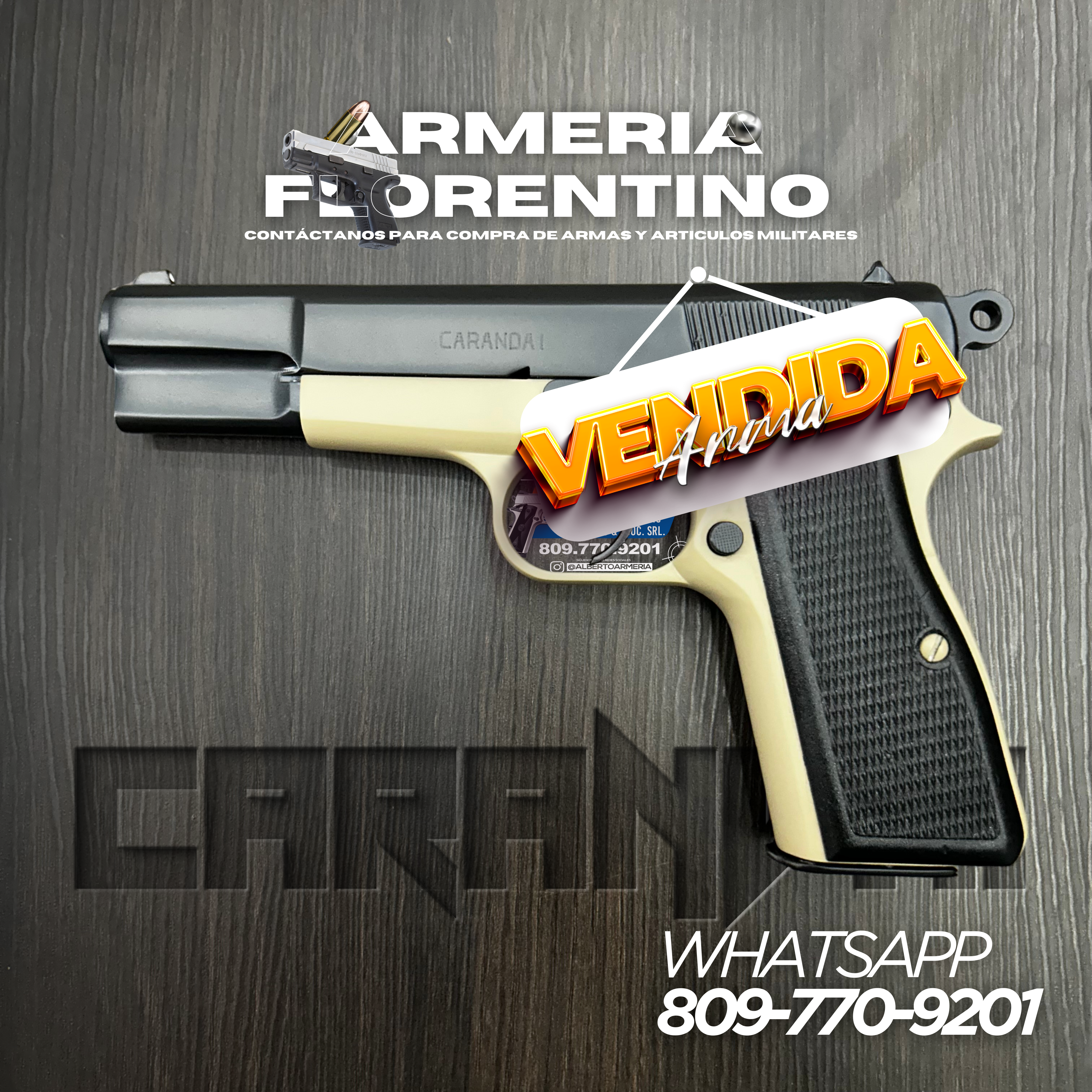 PISTOLA CARANDAI, CALIBRE 9MM, CAPSULAS: 13 + 1