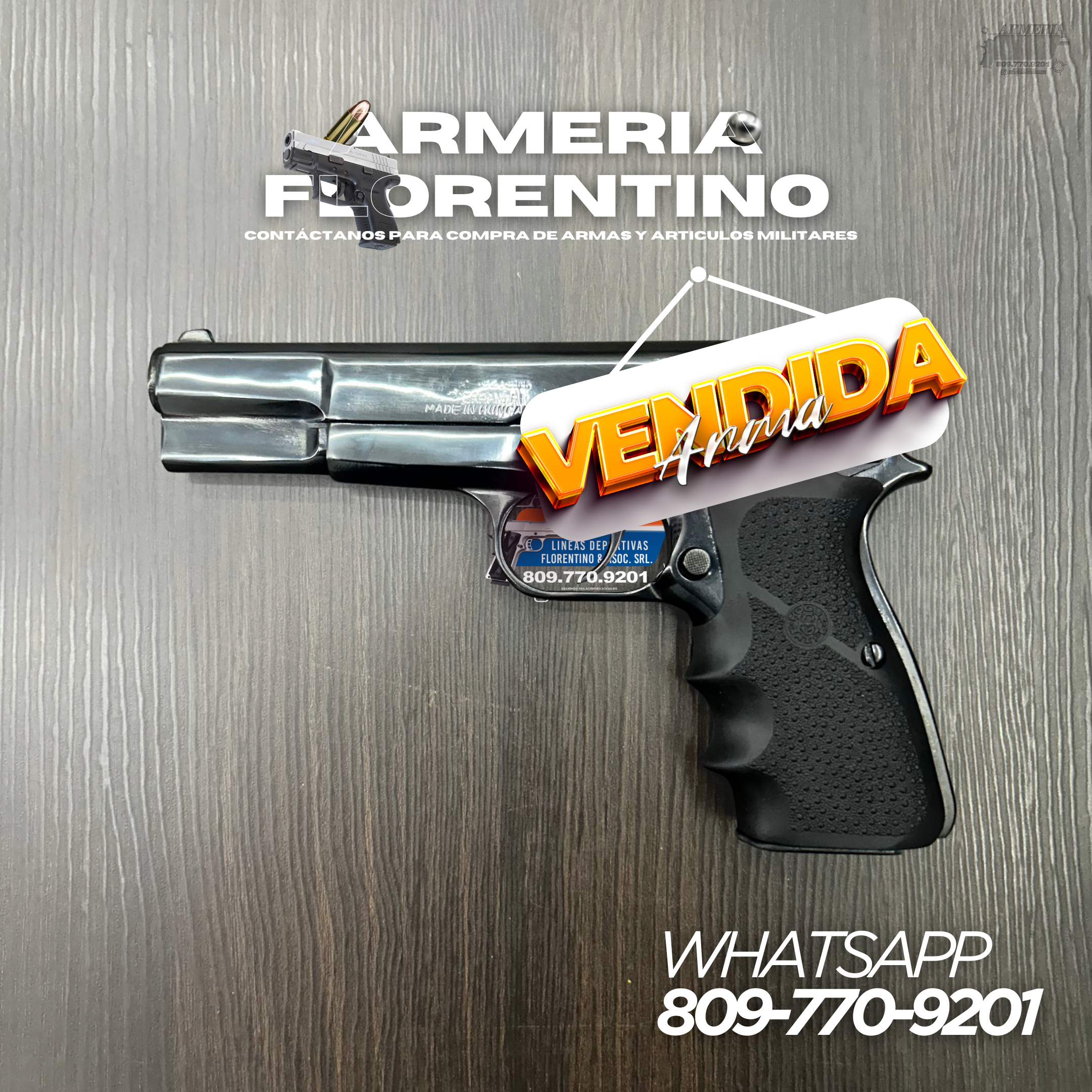 PISTOLA FEG, MODELO HUNGARY, CALIBRE 9MM, CAPSULAS: 13 + 1