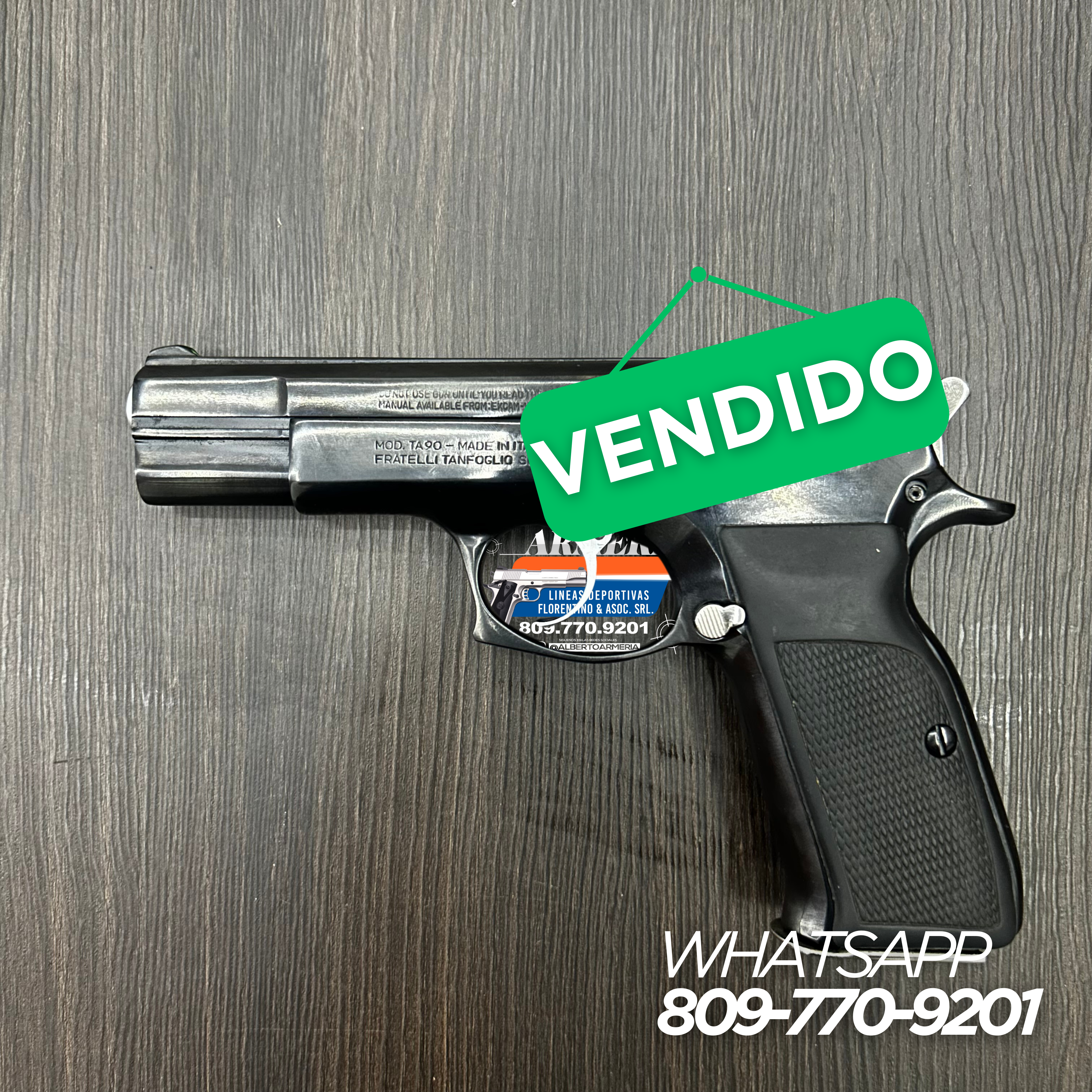 PISTOLA TANFOGLIO, MODELO HUNGARY, CALIBRE 9MM, CAPSULAS: 15 + 1