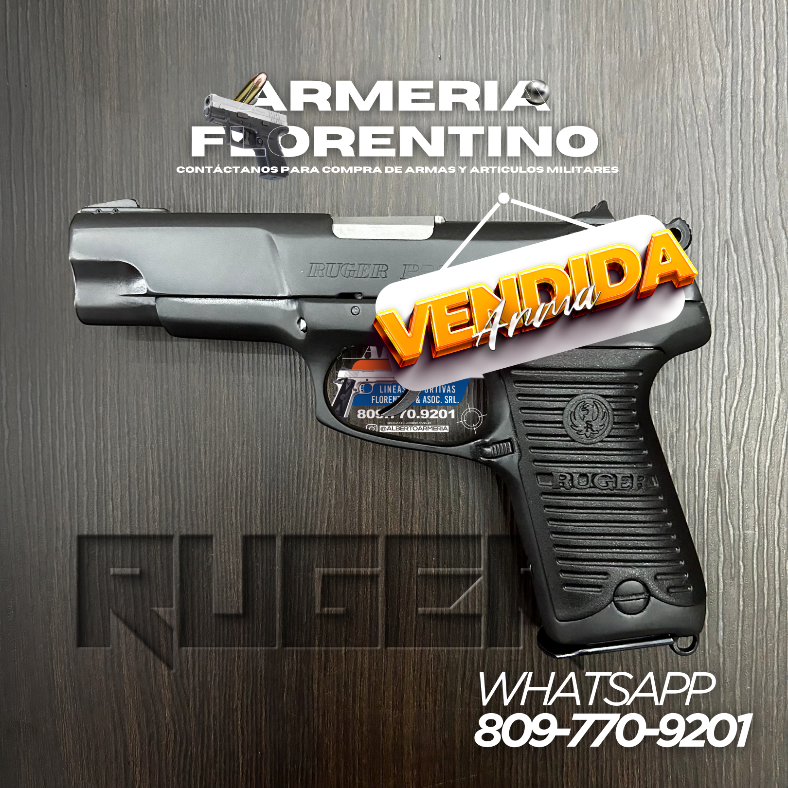 PISTOLA RUGER, MODELO P89, CALIBRE 9MM, CAPSULAS: 15 + 1
