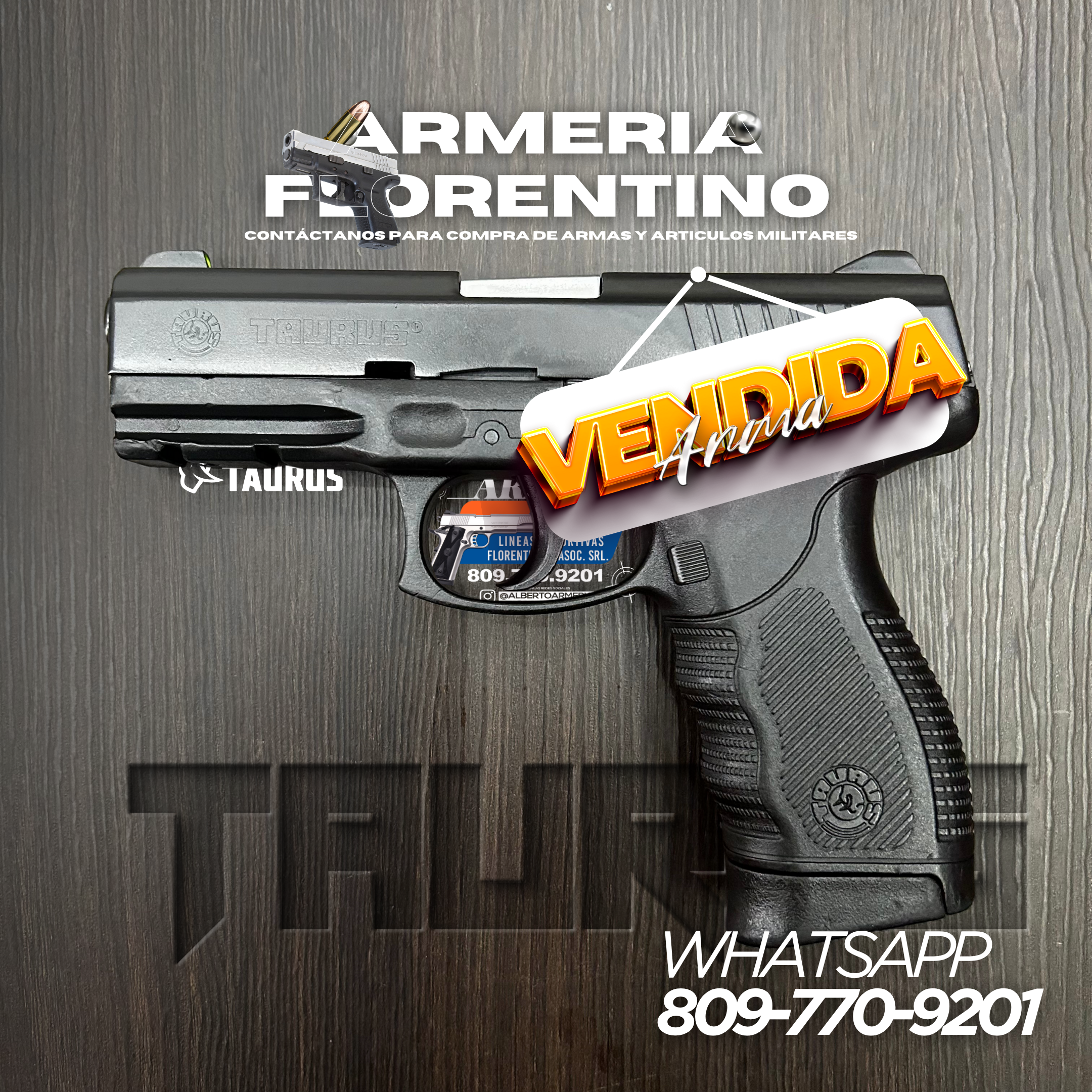 PISTOLA TAURUS, MODELO PT 24/7, CALIBRE 9MM, CAPSULAS: 17 + 1