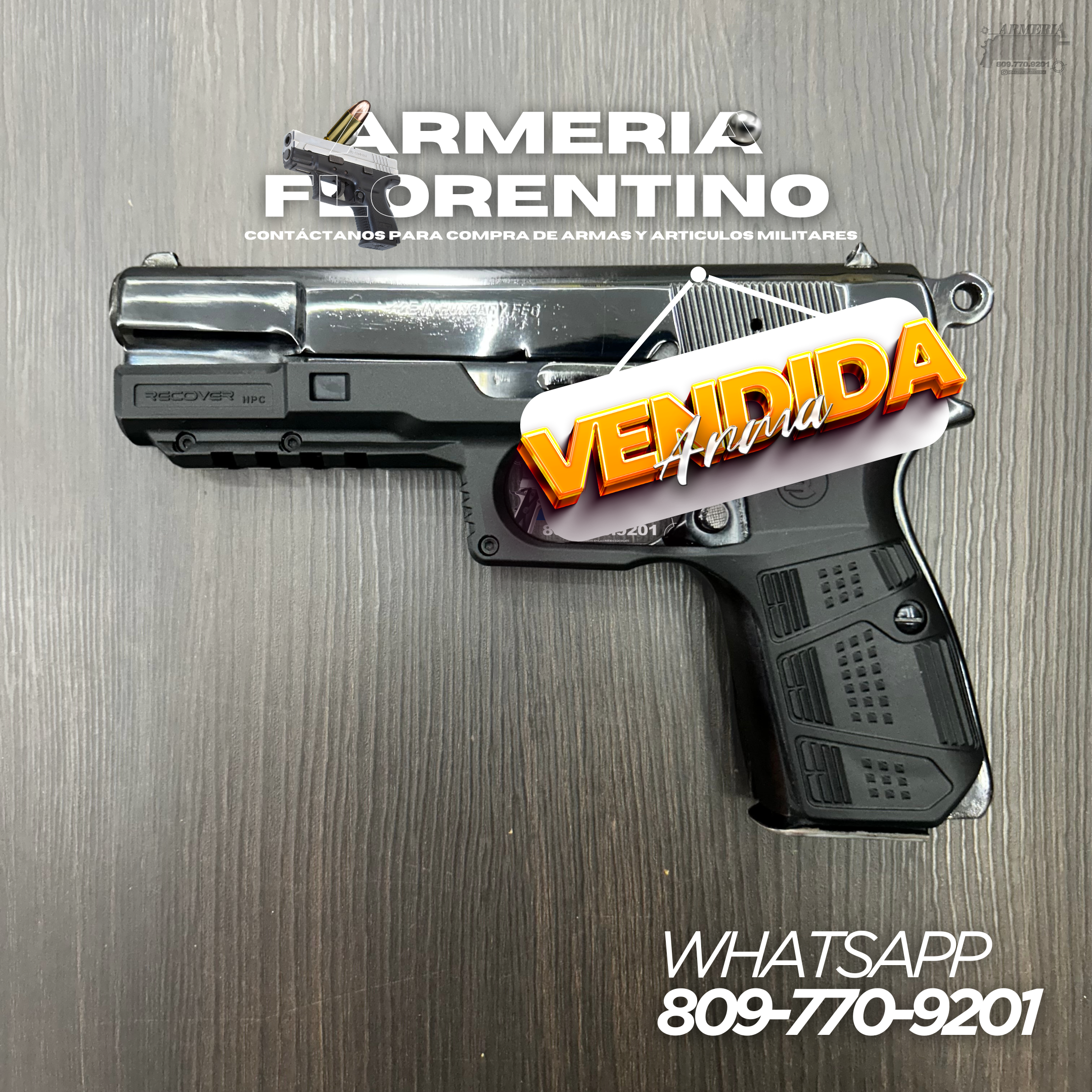 PISTOLA FEG, MODELO HUNGARY, CALIBRE 9MM, CAPSULAS: 13 + 1