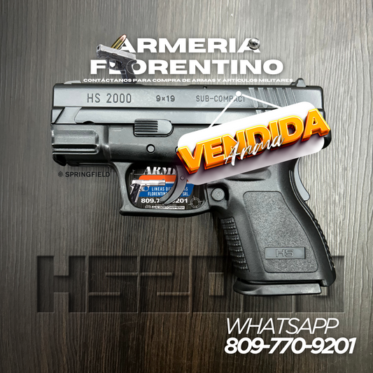 PISTOLA SPRINGFIELD, MODELO HS2000 COMPENSADA, CALIBRE 9MM, CAPSULAS: 16 + 1