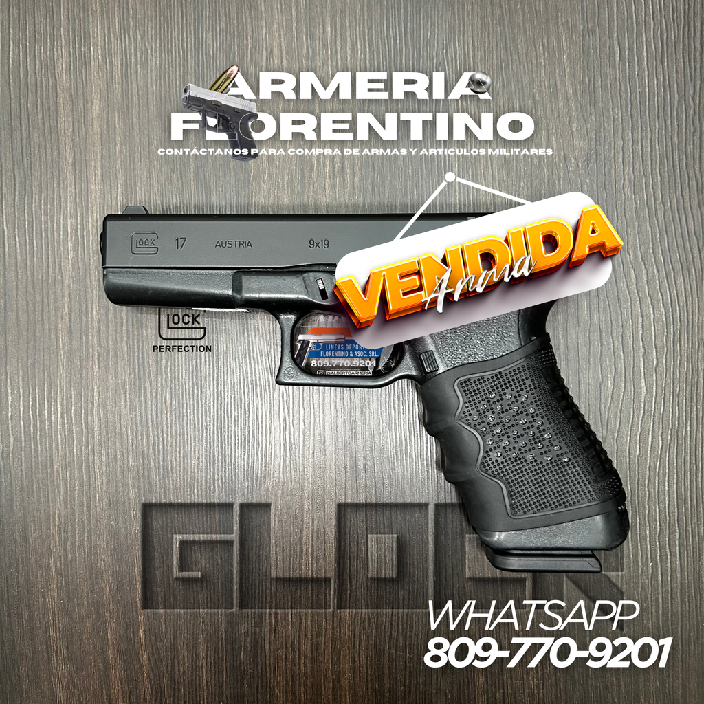 PISTOLA GLOCK, MODELO 17, CALIBRE 9MM, CAPSULAS: 17 + 1