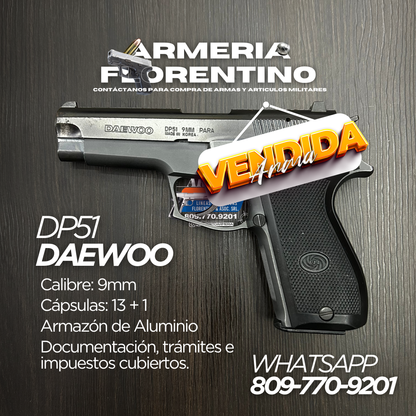PISTOLA DAEWOO, MODELO DP51 (K5), CALIBRE 9MM, CAPSULAS: 13 + 1