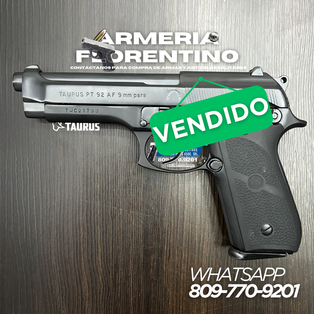 PISTOLA TAURUS, MODELO PT 92 AF, CALIBRE 9MM, CAPSULAS: 17 + 1