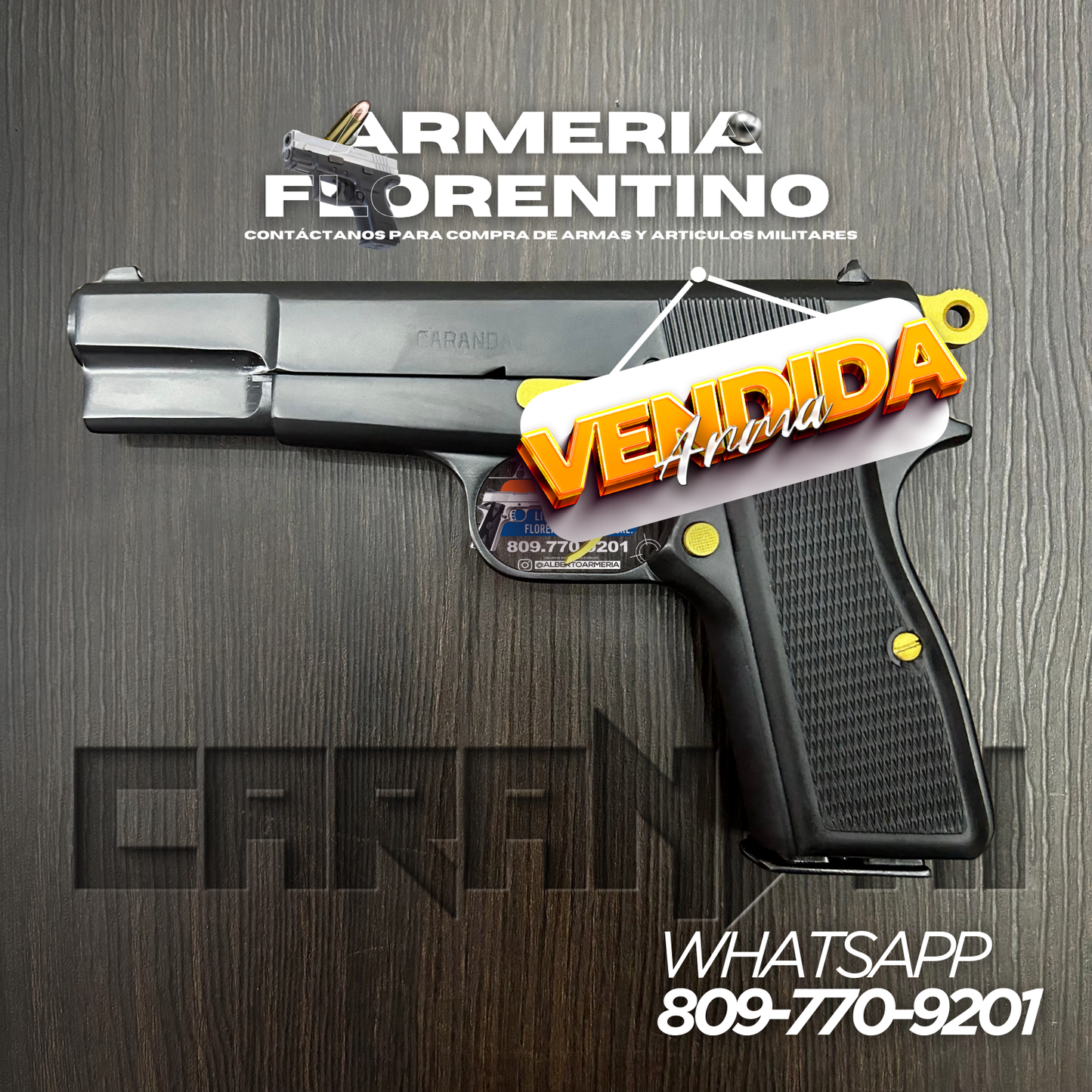 PISTOLA CARANDAI, MODELO 9MM, CAPSULAS: 13 + 1