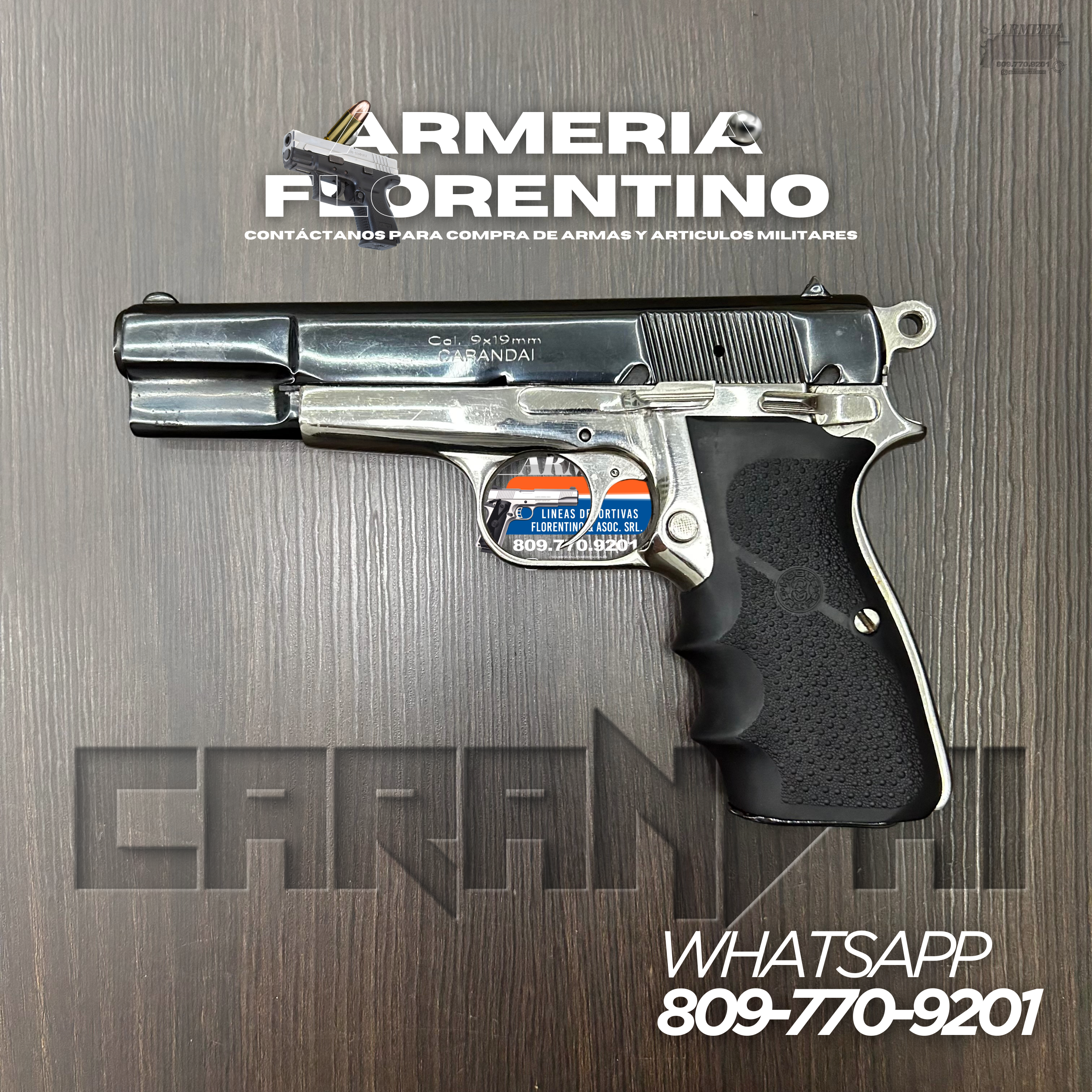 PISTOLA CARANDAI HUNGARY, CALIBRE 9MM, CAPSULAS: 13 + 1