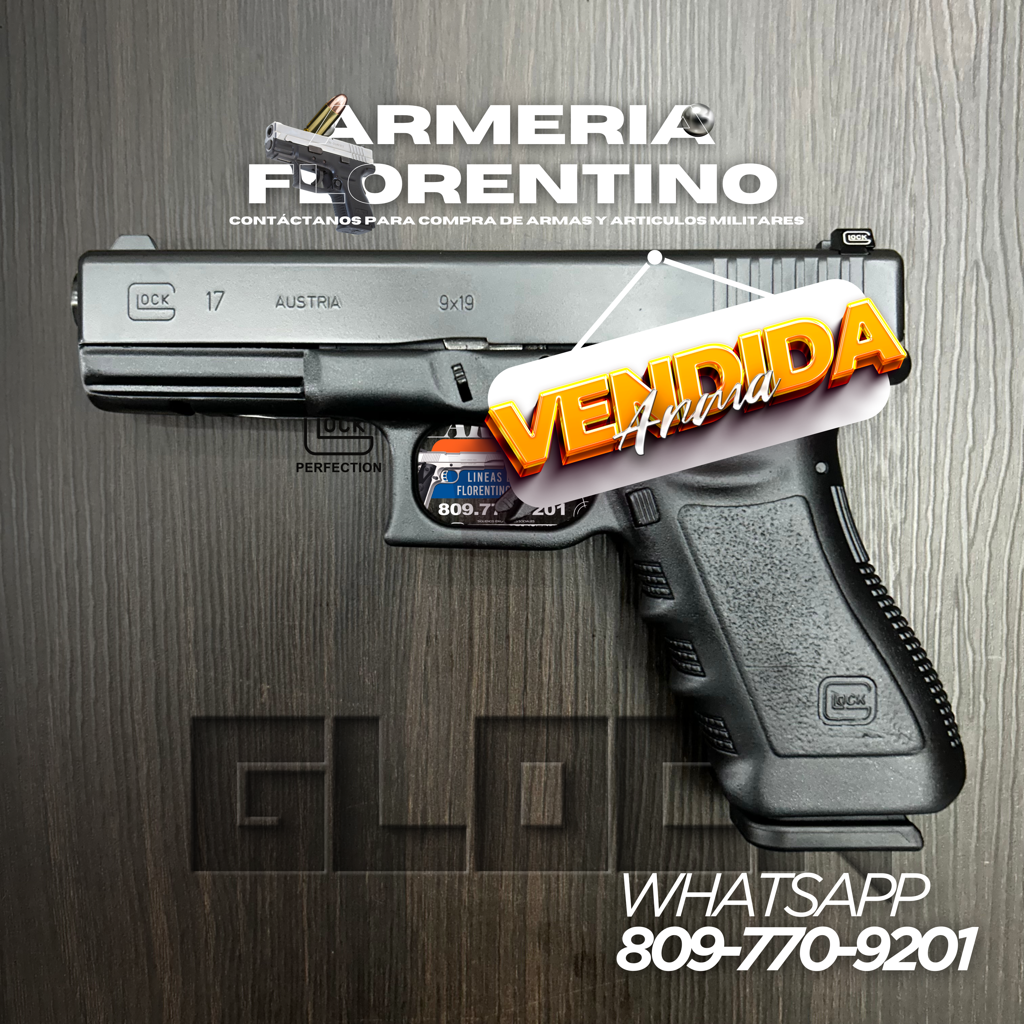 PISTOLA GLOCK, MODELO 17, CALIBRE 9MM, CAPSULAS: 17 + 1