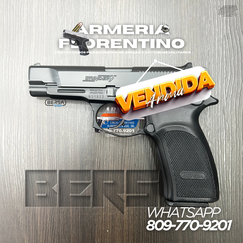 PISTOLA BERSA, MODELO THUNDER 9, CALIBRE 9MM, CAPSULAS: 17 + 1