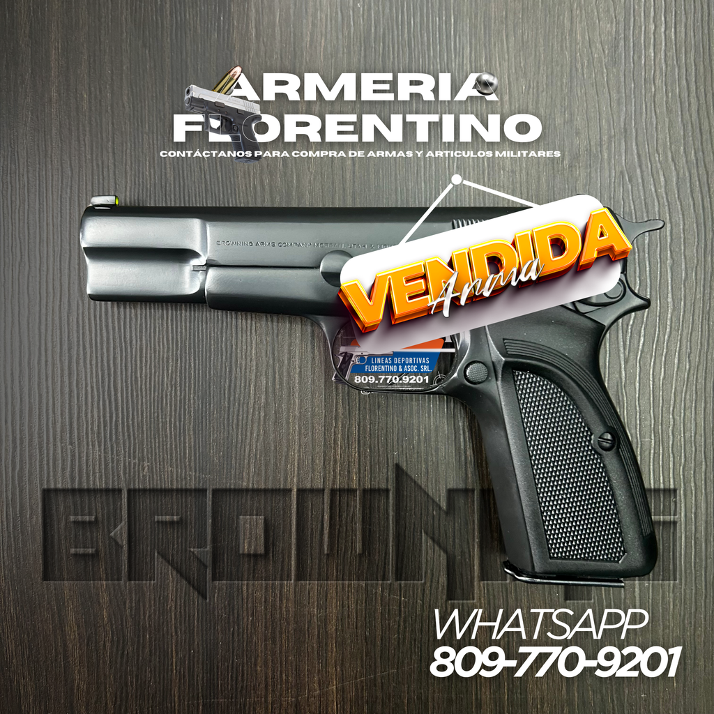 PISTOLA BROWNING, MODELO HI-POWER, CALIBRE 9MM, CAPSULAS: 13 + 1