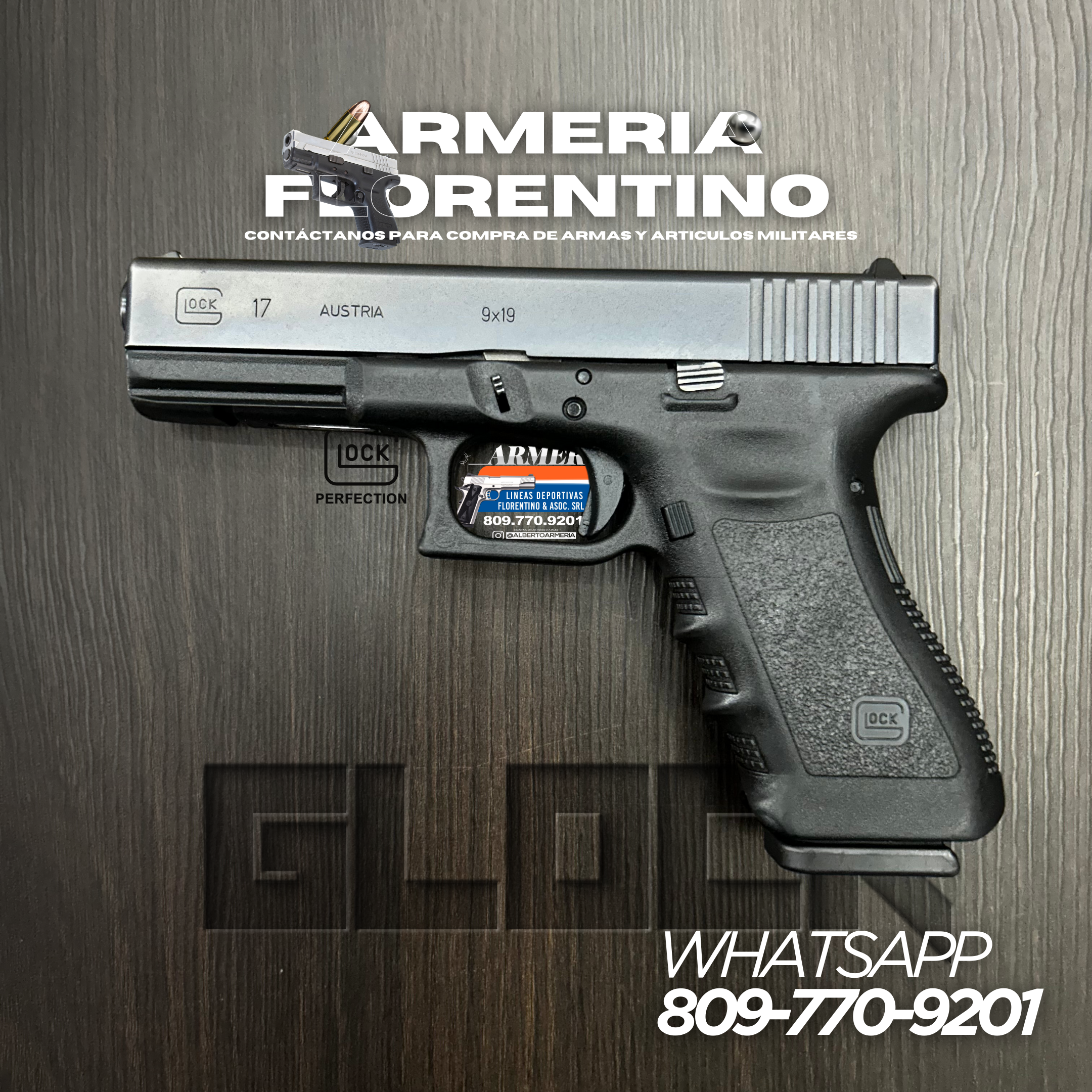PISTOLA GLOCK, MODELO 17, CALIBRE 9MM, CAPSULAS: 17 + 1