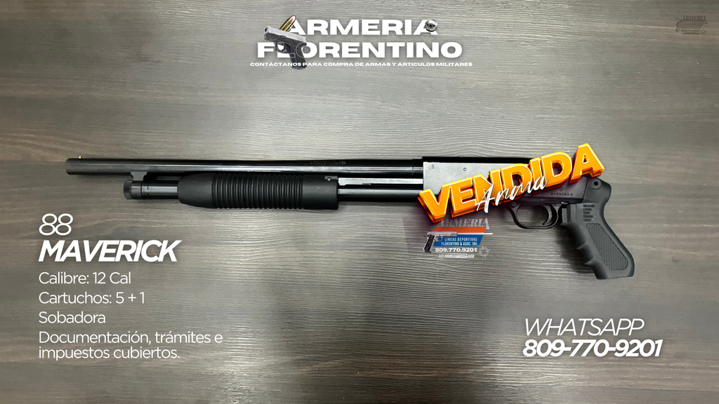 ESCOPETA MAVERICK, MODELO 88, CALIBRE 12, CAPACIDAD: 5 + 1 (SEGÚN CONFIGURACIÓN)