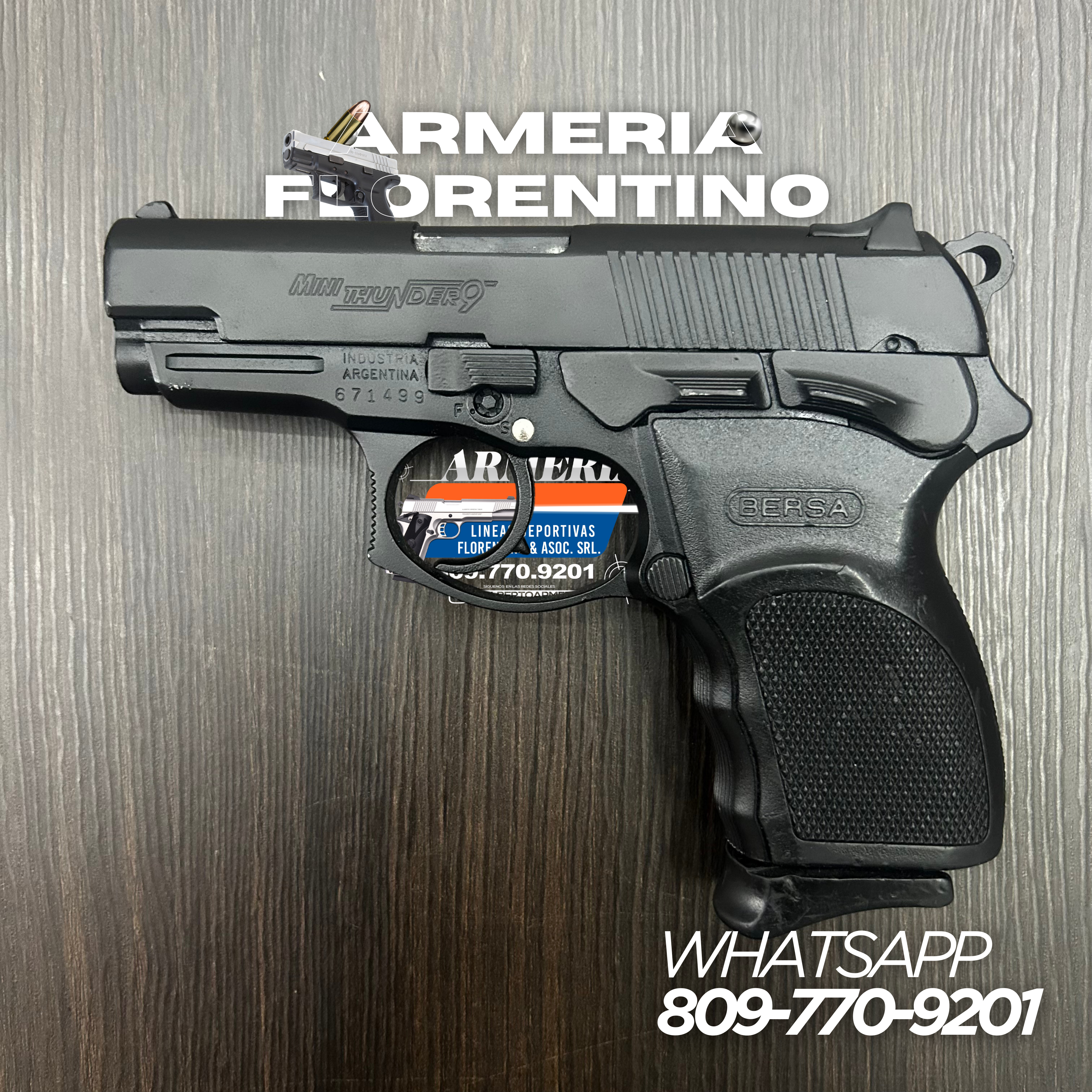 PISTOLA BERSA, MODELO MINI THUNDER 9, CALIBRE 9MM, CAPSULAS: 13 + 1