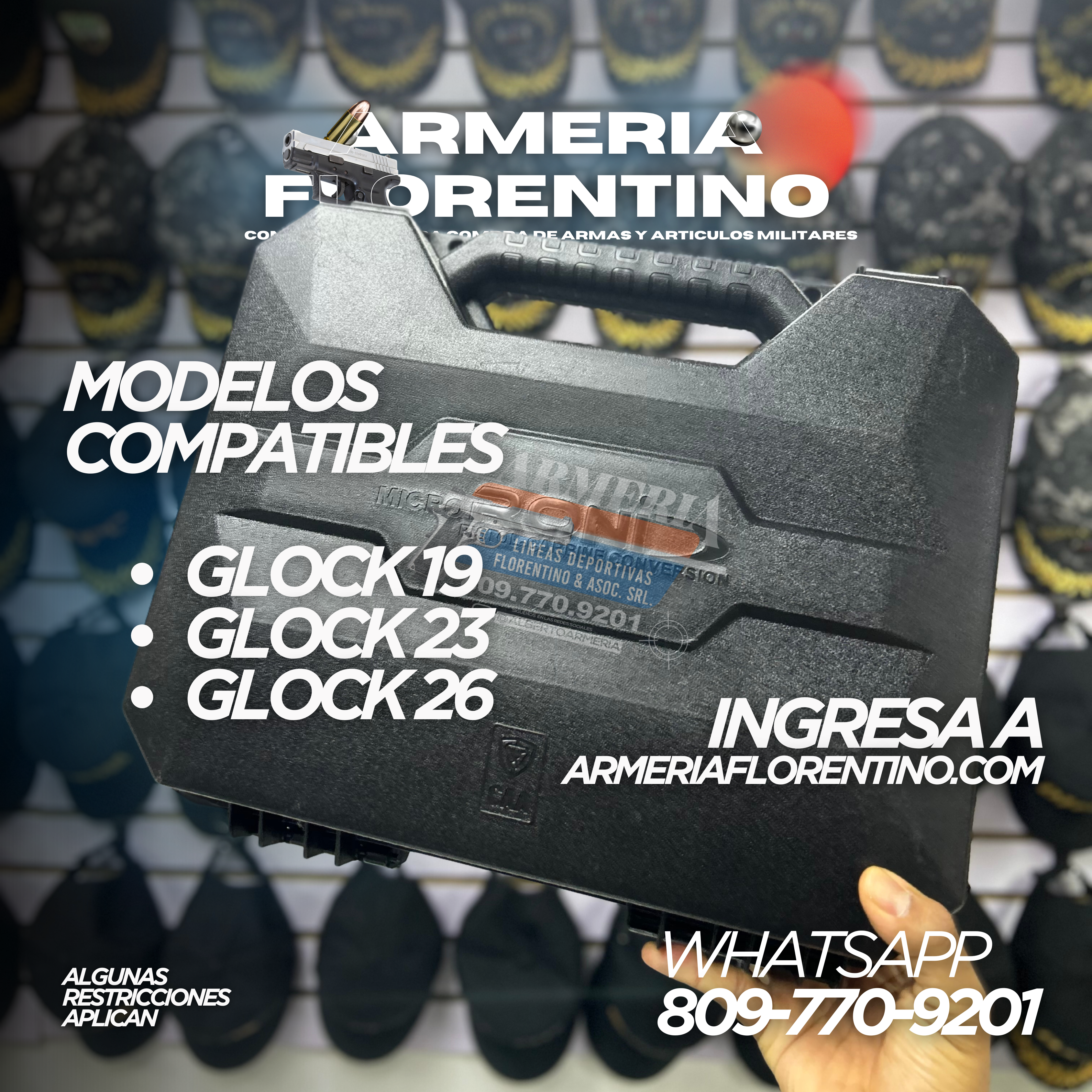 KIT RONI CONVERTIDOR TIPO SUBFUSIL PARA PISTOLA GLOCK 19, MODELOS 17, 19, 19X, 22, 23, 31, 32, 45 CALIBRE 9MM / .40 / .357