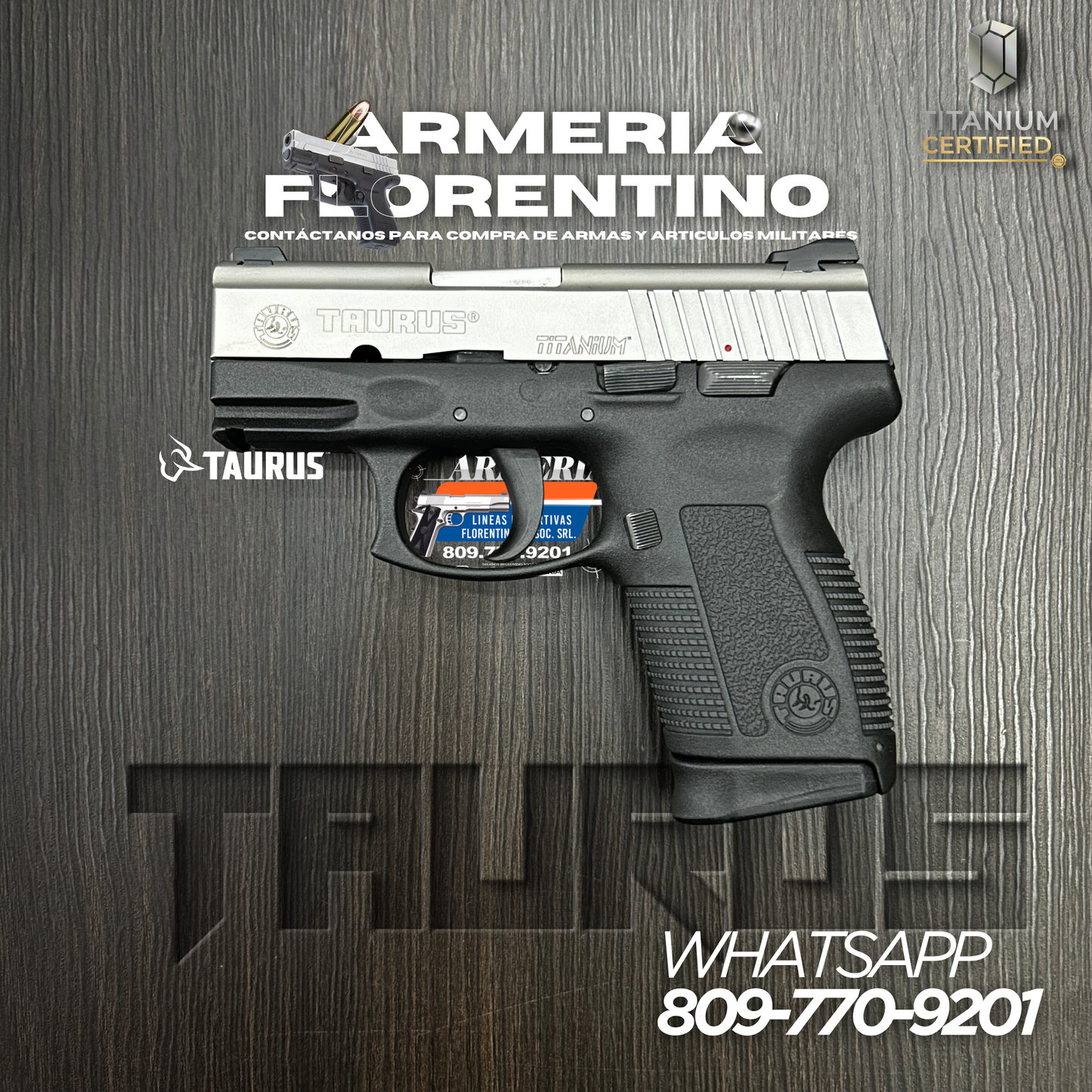 PISTOLA TAURUS, MODELO PT-609 PRO TITANIUM, CALIBRE 9MM, CAPSULAS: 13 + 1
