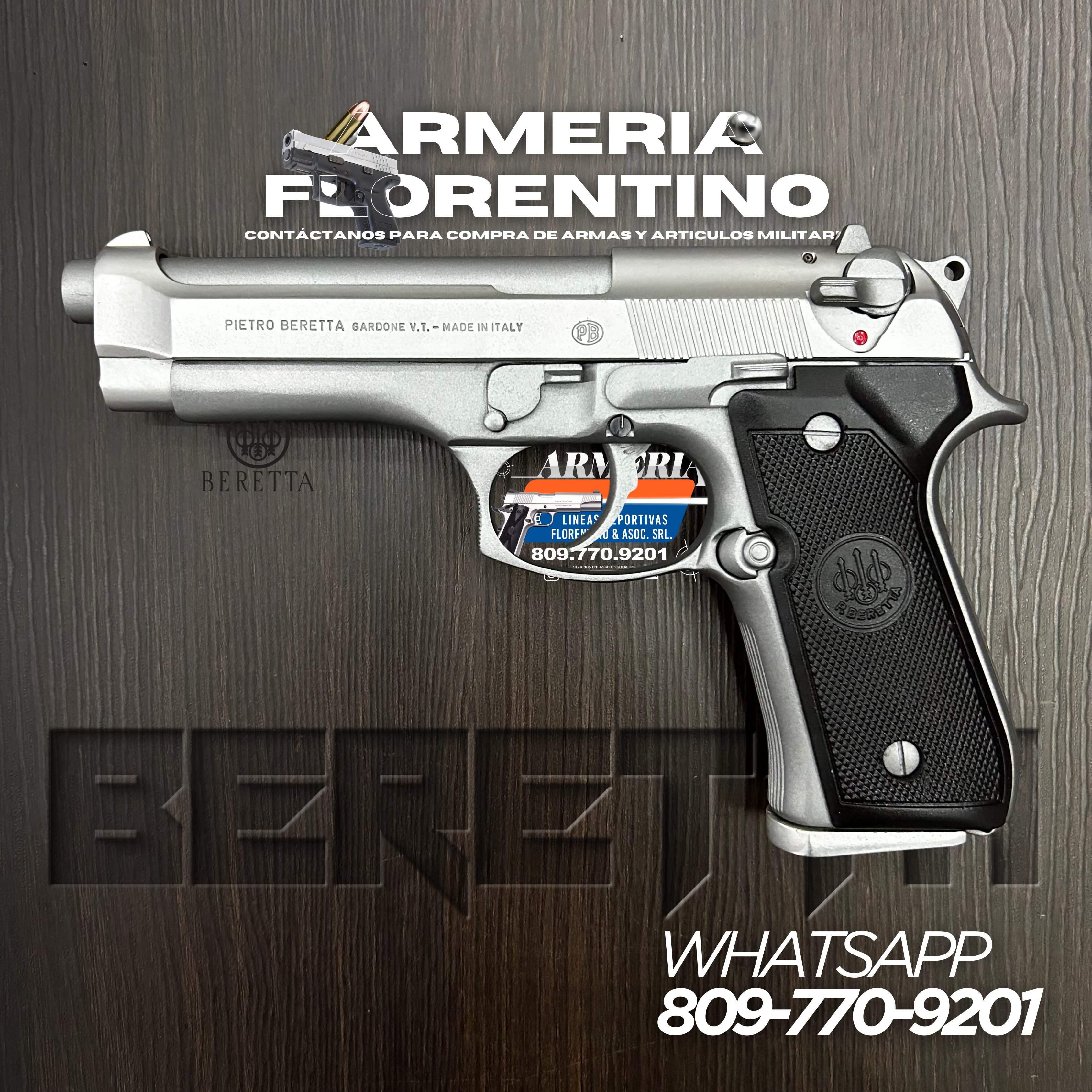 PISTOLA TAURUS, MODELO PT92, CALIBRE 9MM, CAPSULAS: 17 + 1