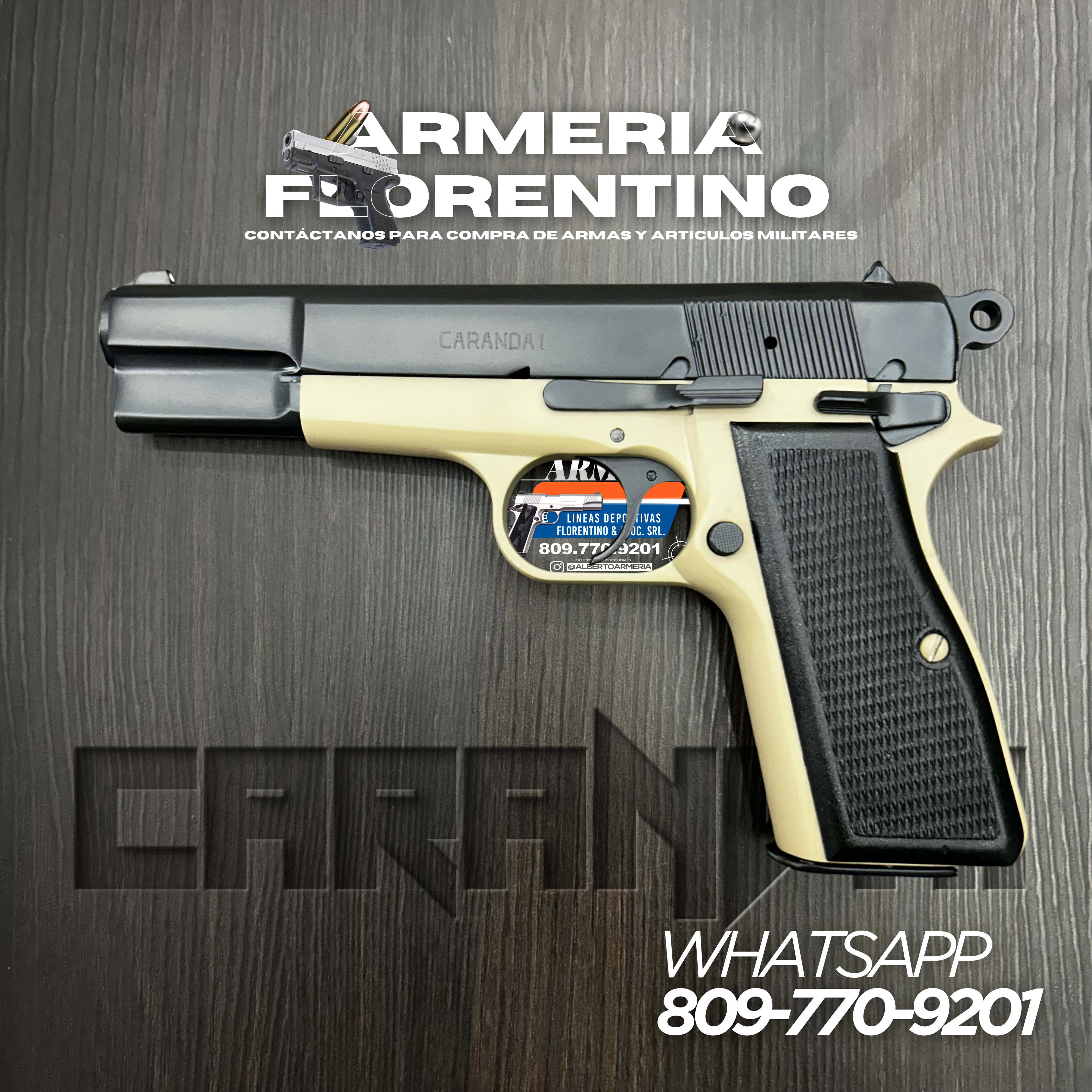 PISTOLA CARANDAI, CALIBRE 9MM, CAPSULAS: 13 + 1