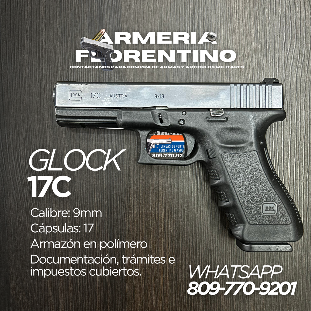 PISTOLA GLOCK, MODELO 17C, CALIBRE: 9MM, CAPSULAS 17 + 1