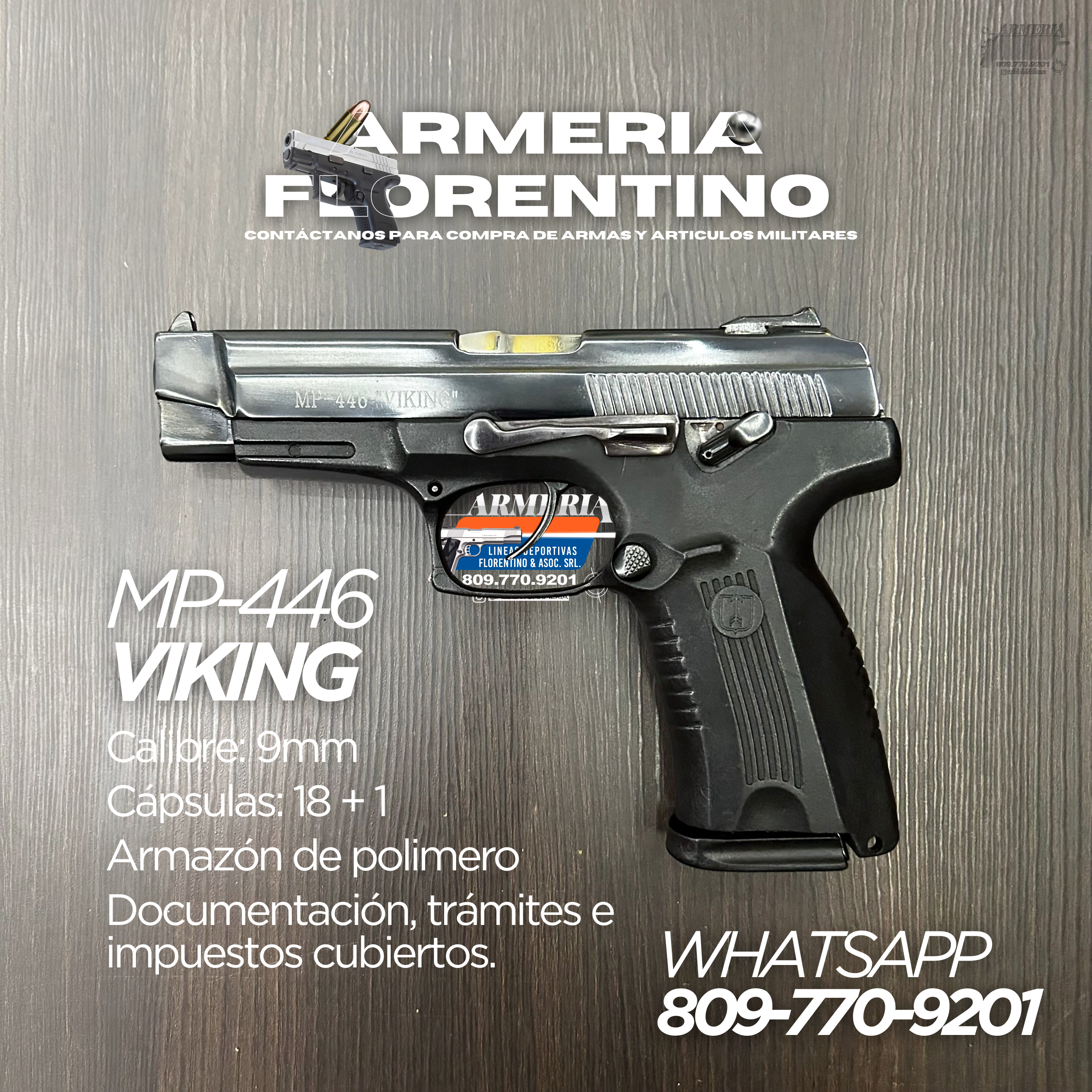PISTOLA VIKING, MODELO MP-446, CALIBRE 9MM, CAPSULAS: 17 + 1