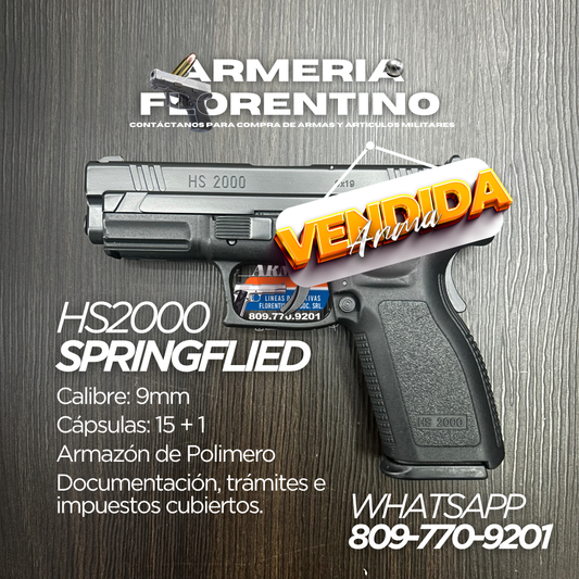 PISTOLA SPRINGFIELD, MODELO HS2000, CALIBRE 9MM, CAPSULAS: 15 + 1