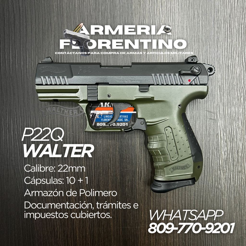 PISTOLA WALTHER, MODELO P22Q, CALIBRE .22LR, CAPSULAS: 10 + 1