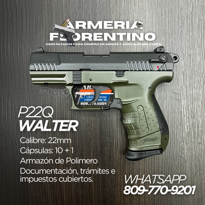 PISTOLA WALTHER, MODELO P22Q, CALIBRE .22LR, CAPSULAS: 10 + 1