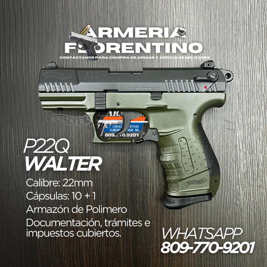 PISTOLA WALTHER, MODELO P22Q, CALIBRE .22LR, CAPSULAS: 10 + 1