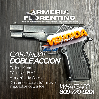 PISTOLA CARANDAI, MODELO 9MM, CAPSULAS: 15 + 1