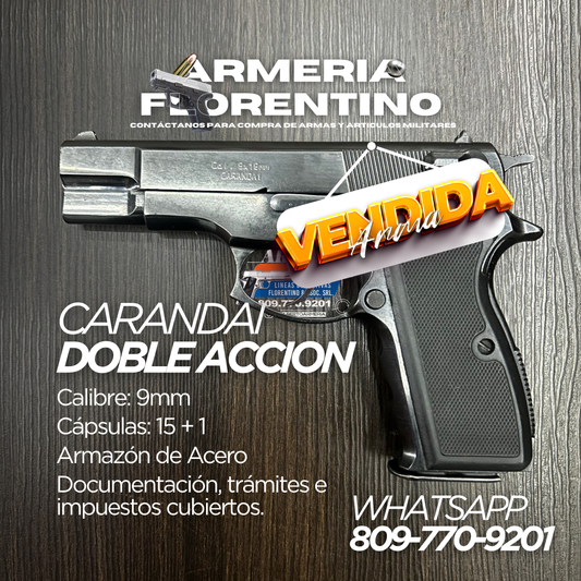 PISTOLA CARANDAI, MODELO 9MM, CAPSULAS: 15 + 1