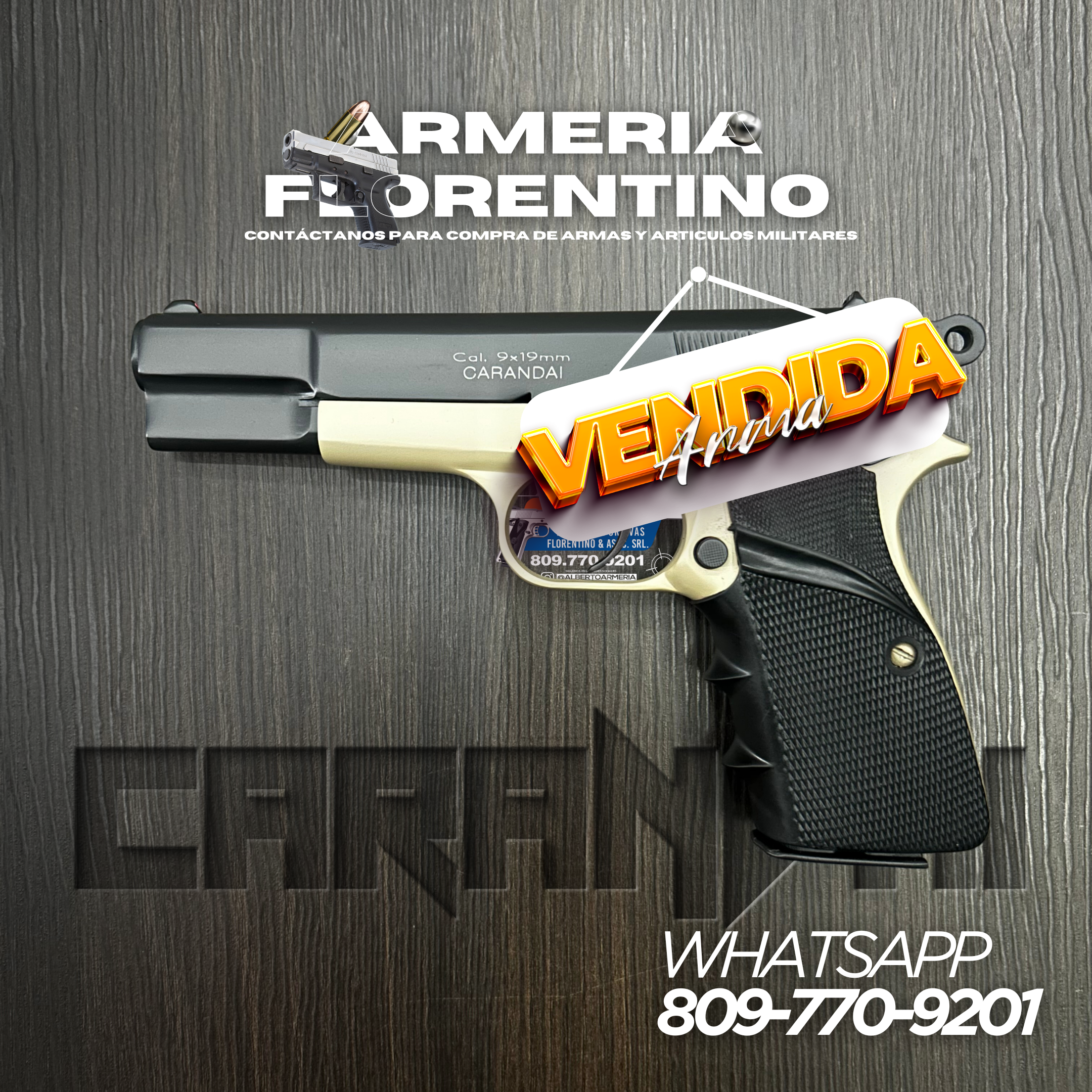 PISTOLA CARANDAI, MODELO 9MM, CAPSULAS: 13 + 1