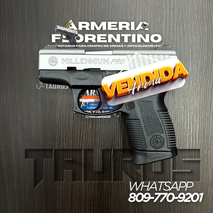 PISTOLA TAURUS, MODELO MILLENNIUM PRO, CALIBRE 9MM, CAPSULAS: 10 + 1