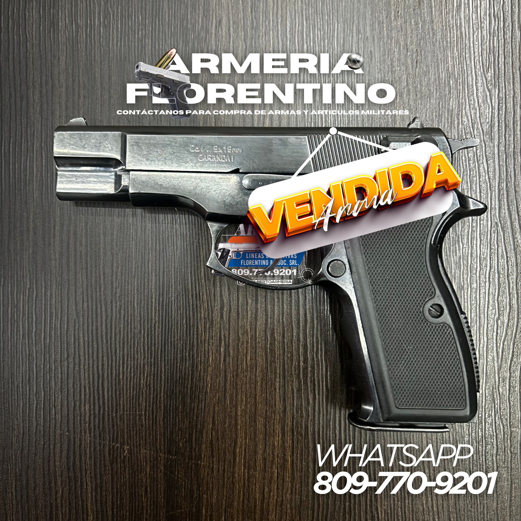 PISTOLA CARANDAI,  MODELO DOBLE ACCION, CAPSULAS: 15 + 1