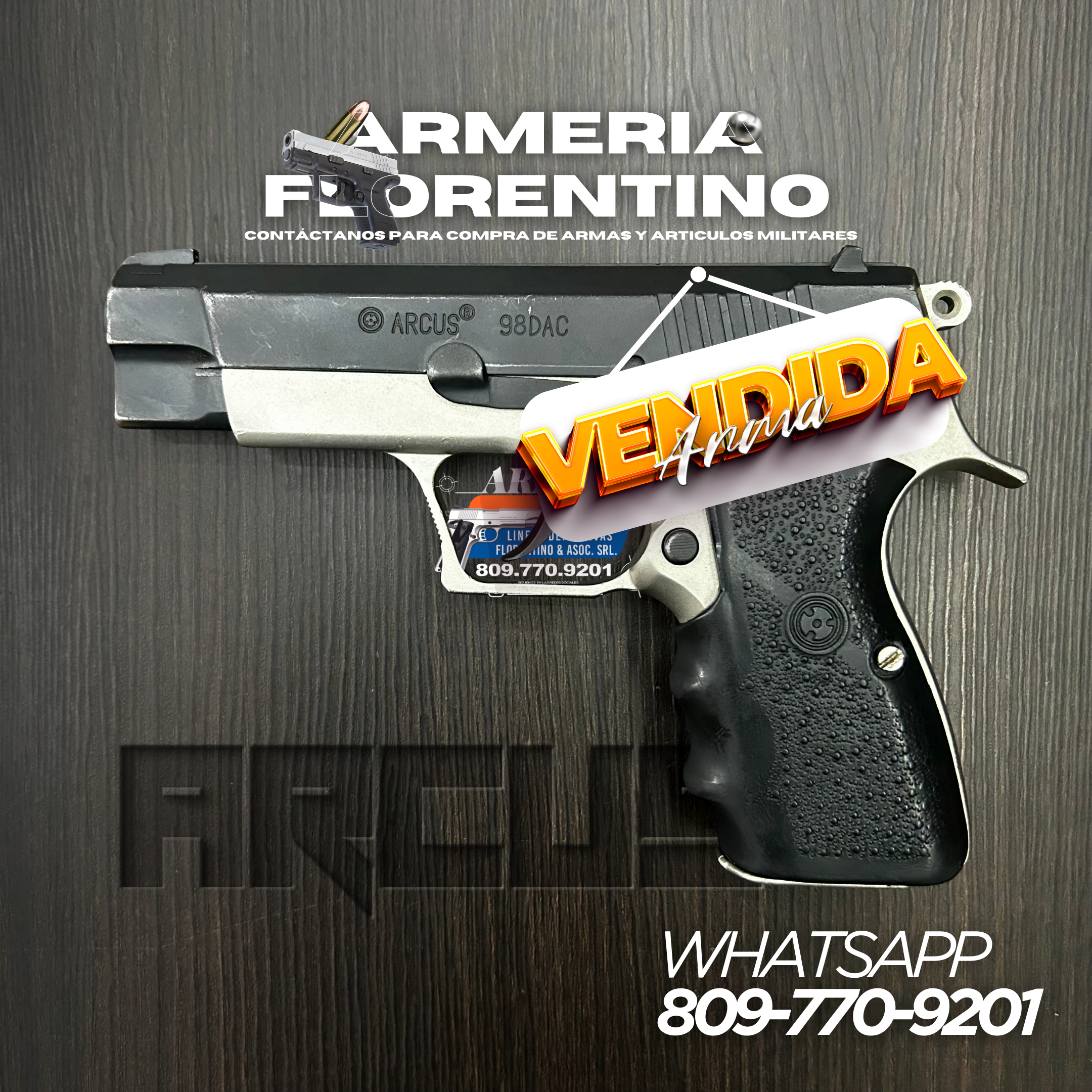 PISTOLA ARCUS, MODELO 98DAC, CALIBRE 9MM, CAPSULAS: 13 + 1