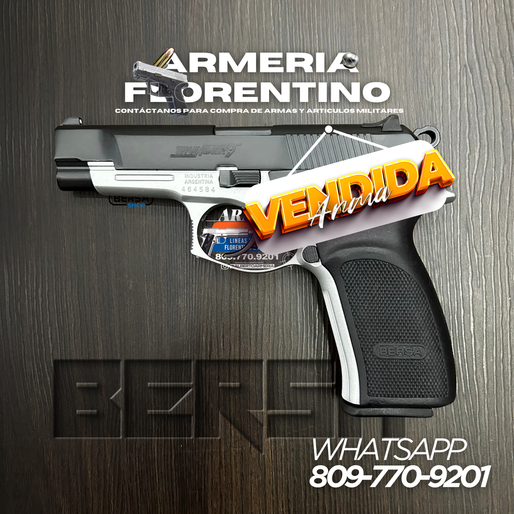 PISTOLA BERSA, MODELO THUNDER 9, CALIBRE 9MM, CAPSULAS: 17 + 1
