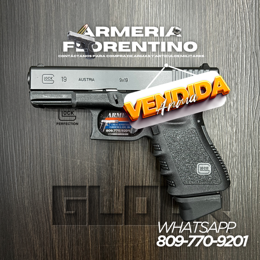 PISTOLA GLOCK, MODELO 19 (3RA GENERACIÓN), CALIBRE 9MM, CAPSULAS: 15 + 1