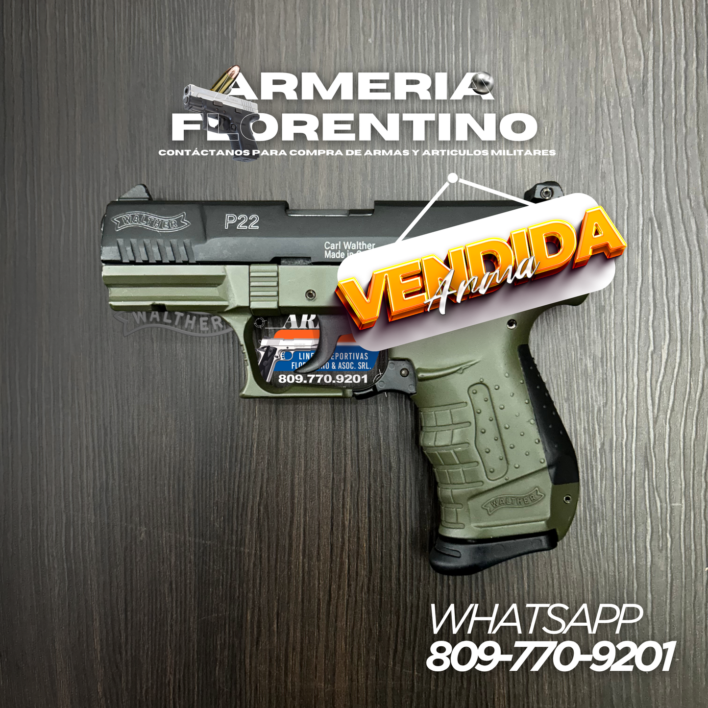 PISTOLA WALTHER, MODELO P22 Q, CALIBRE .22 LR, CAPSULAS: 10 + 1