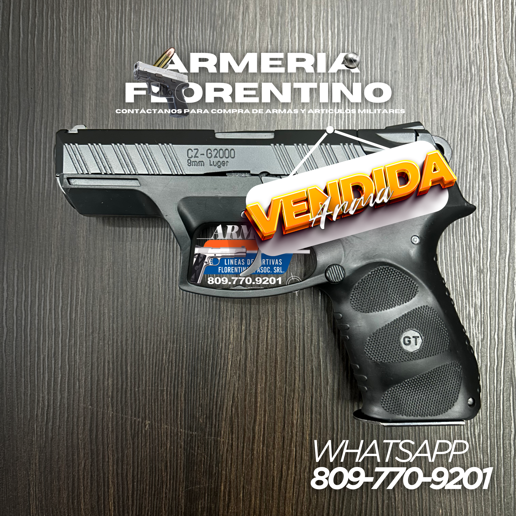 PISTOLA CZ, MODELO G2000, CALIBRE 9MM, CAPSULAS: 15 CAPSULAS