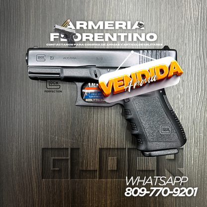 PISTOLA GLOCK, MODELO 19 (3RA GENERACIÓN), CALIBRE 9MM, CAPSULAS: 15 + 1