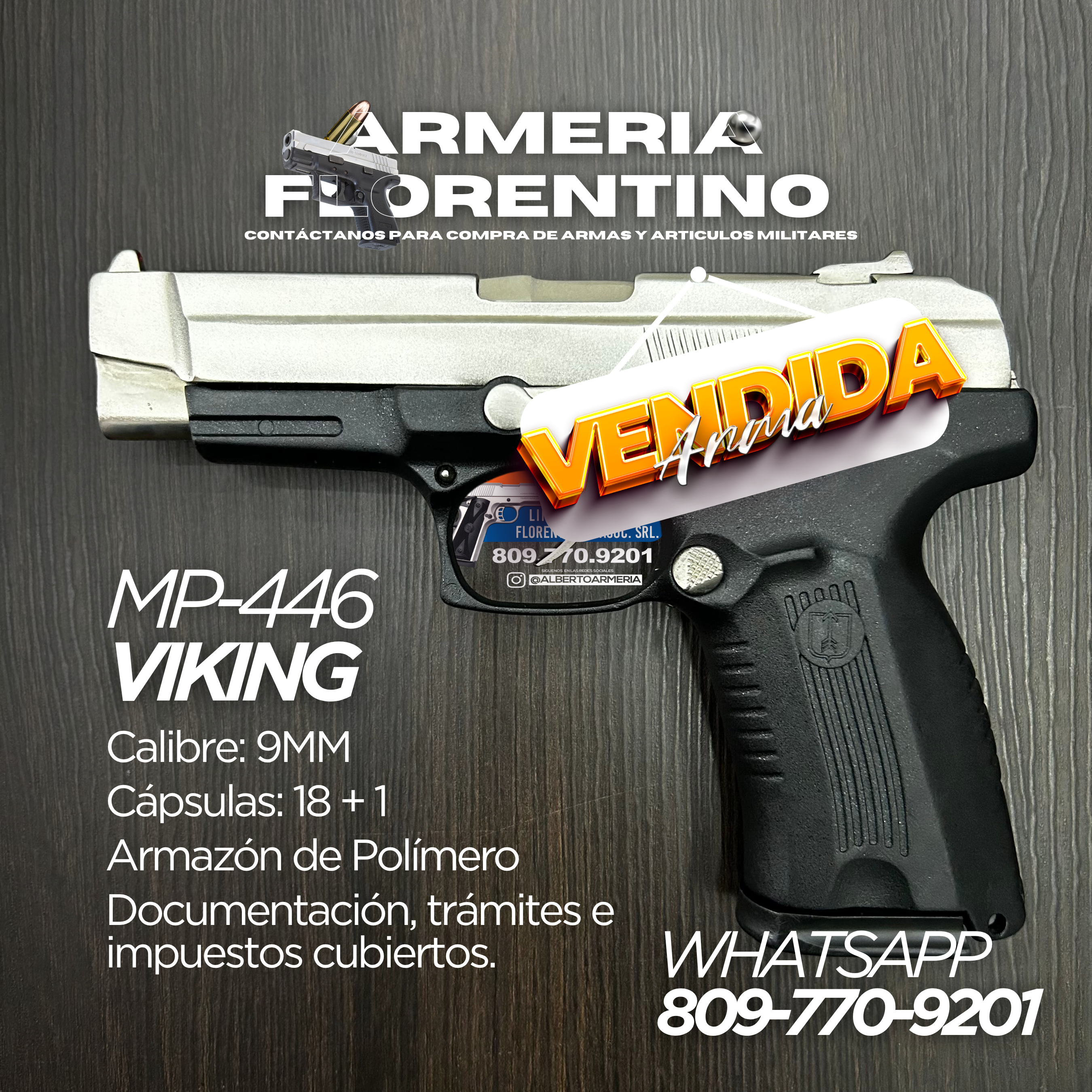 PISTOLA VIKING, MODELO MP-446, CALIBRE 9MM, CAPSULAS: 15 + 1