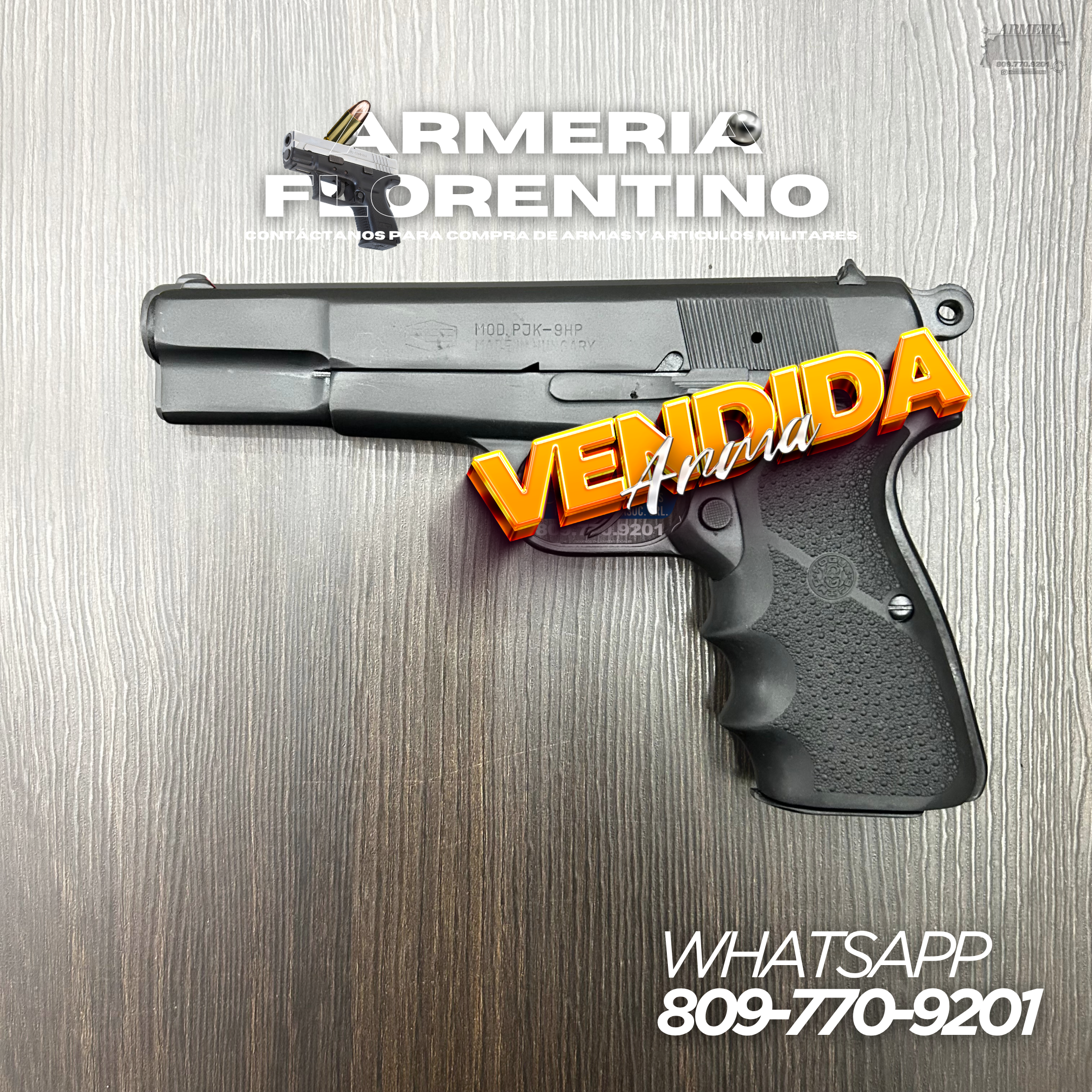 PISTOLA FEG, MODELO HUNGARY, CALIBRE 9MM, CAPSULAS: 13 + 1