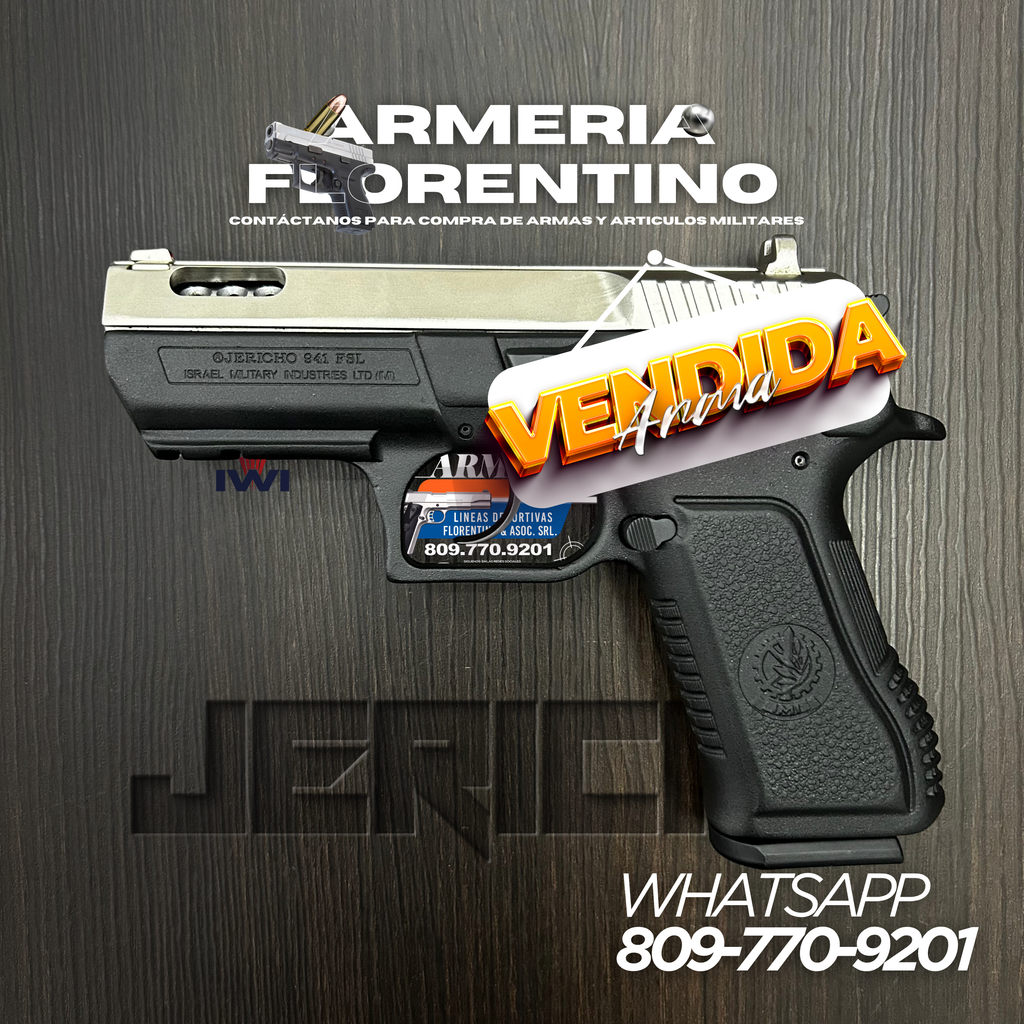PISTOLA JERICHO, MODELO COMPENSADA, CALIBRE 9MM, CAPSULAS: 15 + 1