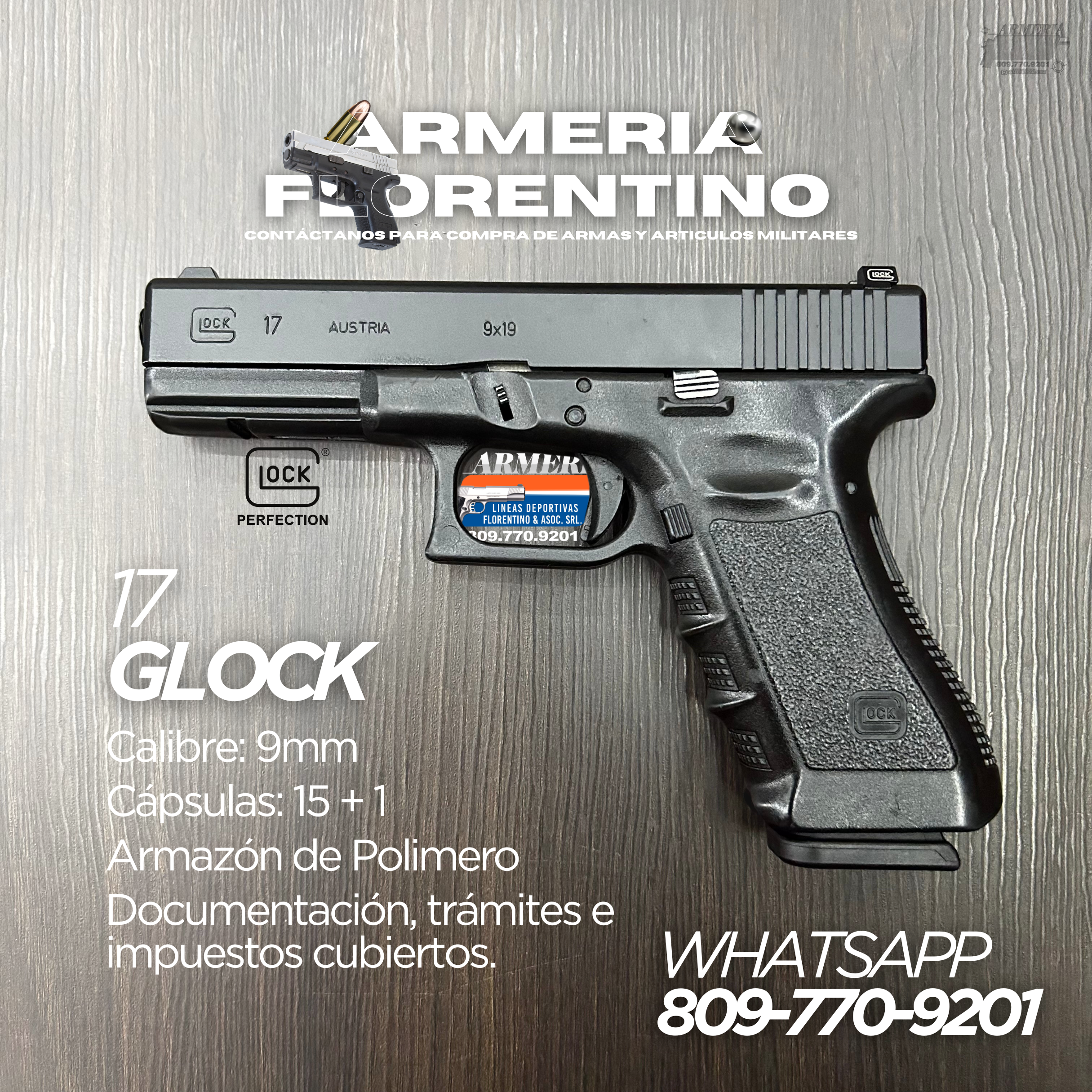 PISTOLA GLOCK, MODELO 17, (3RA GENERACIÓN) CALIBRE 9MM, CAPSULAS: 17 + 1