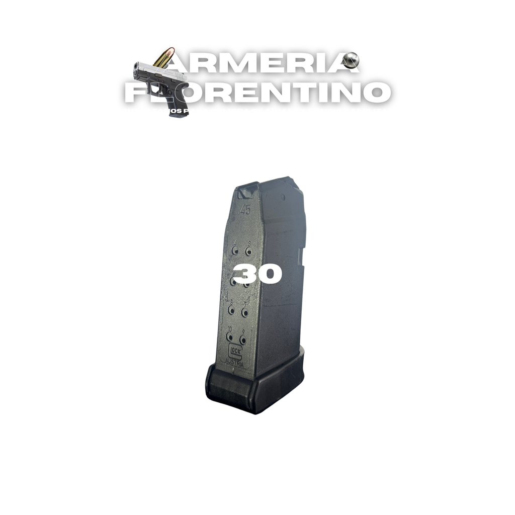 CARGADOR PARA GLOCK 30 CON SOPORTE PARA DEDO – 10 CÁPSULAS – CALIBRE .45 ACP
