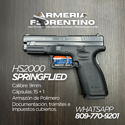 PISTOLA SPRINGFIELD, MODELO HS2000 COMPENSADA, CALIBRE 9MM, CAPSULAS: 15 + 1