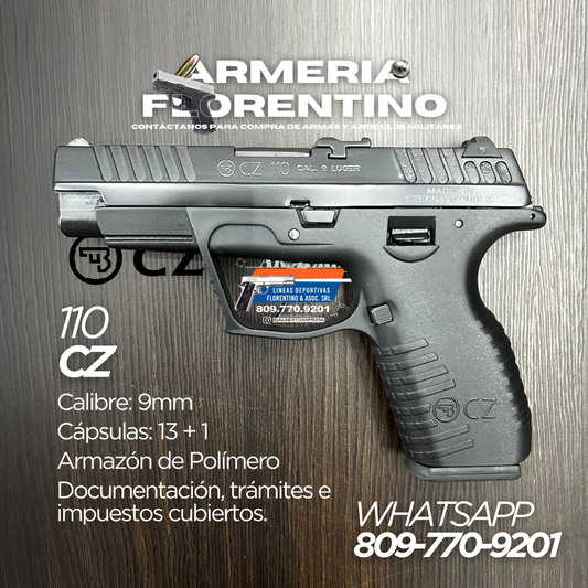 PISTOLA CZ, MODELO 110, CALIBRE 9MM, CAPSULAS: 10 + 1