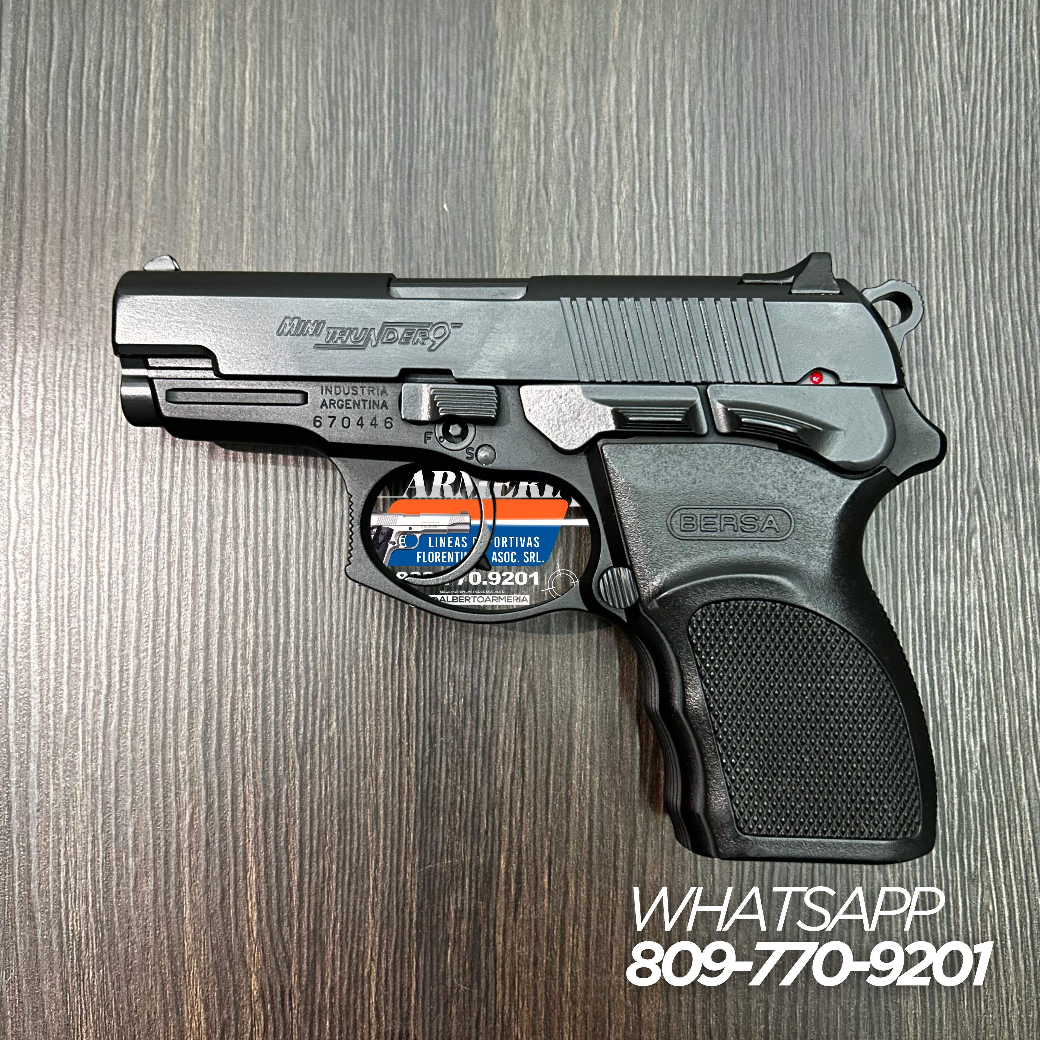 PISTOLA BERSA, MODELO MINI THUNDER, CALIBRE 9MM, CAPSULAS: 13 + 1