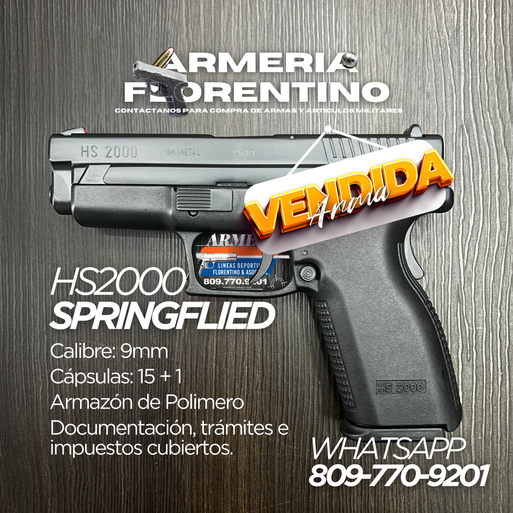 PISTOLA SPRINGFIELD, MODELO HS2000, CALIBRE 9MM, CAPSULAS: 15 + 1